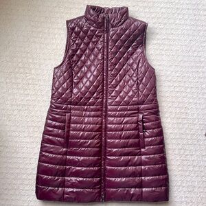 EUC TALBOTS EXTENDED LENGTH BURGUNDY PUFFER VEST SZ S